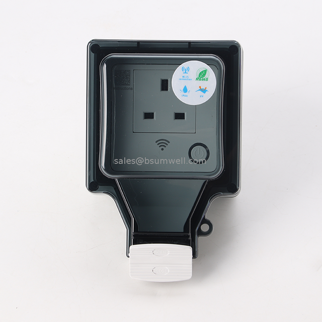 Bsumwell IP66 Smart WiFi Waterproof Socket 16A Wall 1/2 Gang WiFi smart weatherproof wall socket for outdoor
