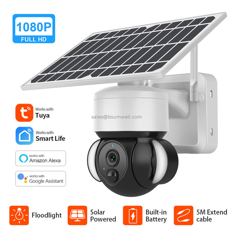 Tuya GSM SIM Card 3MP IP Camera Floodlight 4G Solar Panel Battery Security Waterproof Outdoor PTZ Wifi CCTV 4G Camera