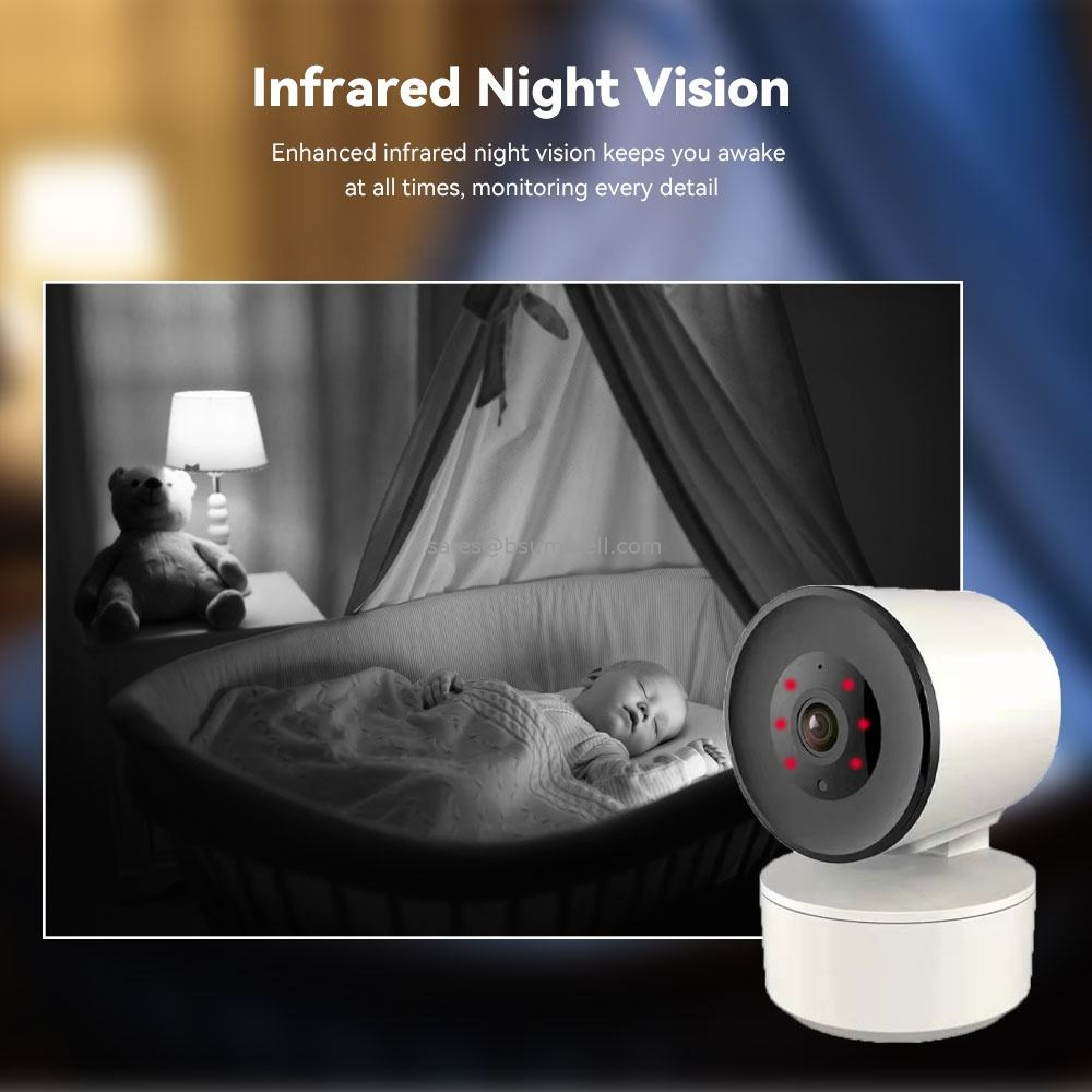 2.4G Wi-Fi Tuya App indoor motion tracking pan tilt IP camera support both TF card storage and cloud storage