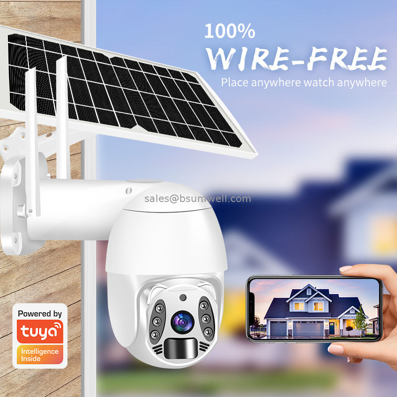 Tuya Smart Low Power 4MP 4G Solar Powered Battery Pan Tilt Outdoor Wireless Solar Power home Security CCTV Camera