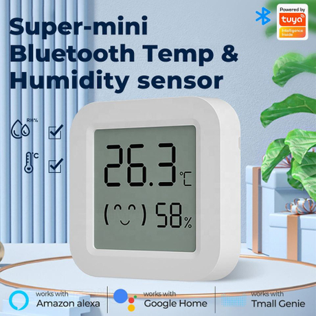 BSUMWELL Tuya Smart Bluetooth Temperature Humidity Sensor with LCD Display & APP Control
