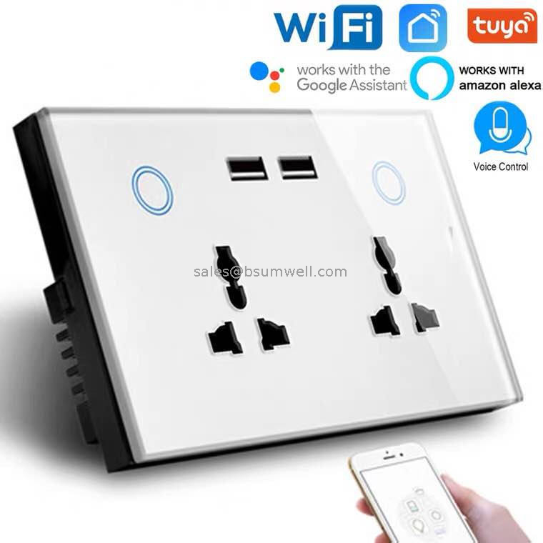 OEM ODM 147*86mm Size Tuya App 8 Gang Wifi Remote Alexa Smart Home Panel Led Light Touch Wall Switch