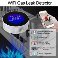 Tuya Wifi Smart LPG Natural Gas Alarm Combustible Gas Leak Detector LCD Display Smart Life App Message Push Auto Close Valve