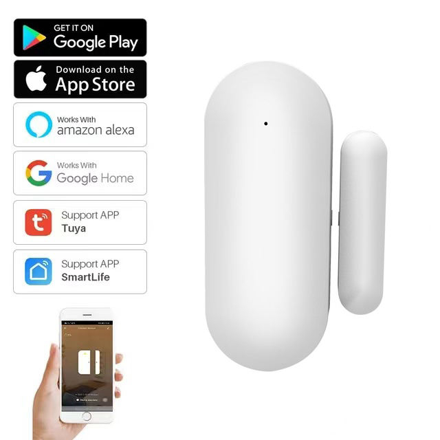 WiFi Door Sensor Smart Door Open/Closed Alarm Wifi Window Sensor Smartlife APP Work With Google Home Alexa