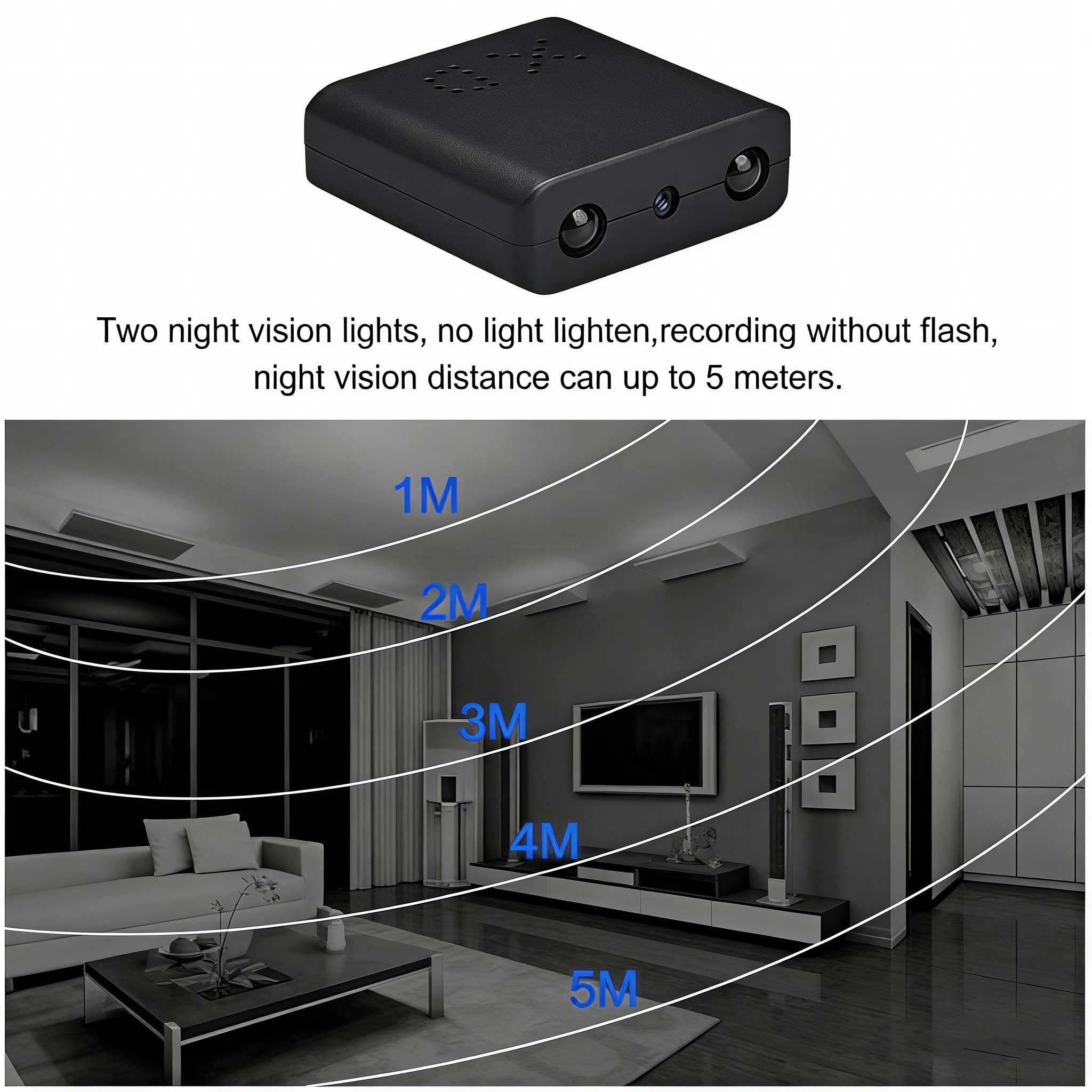 Two night vision lights, no light lighten,recording without flash,