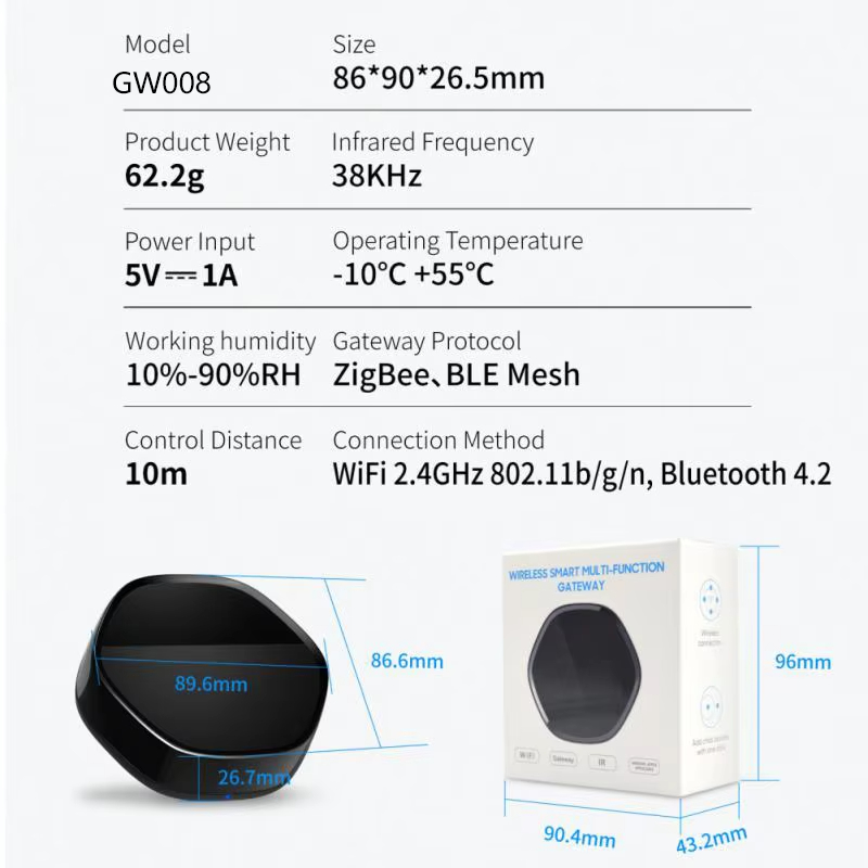 WiFi 2.4GHz 802.11b/g/n, Bluetooth 4.2