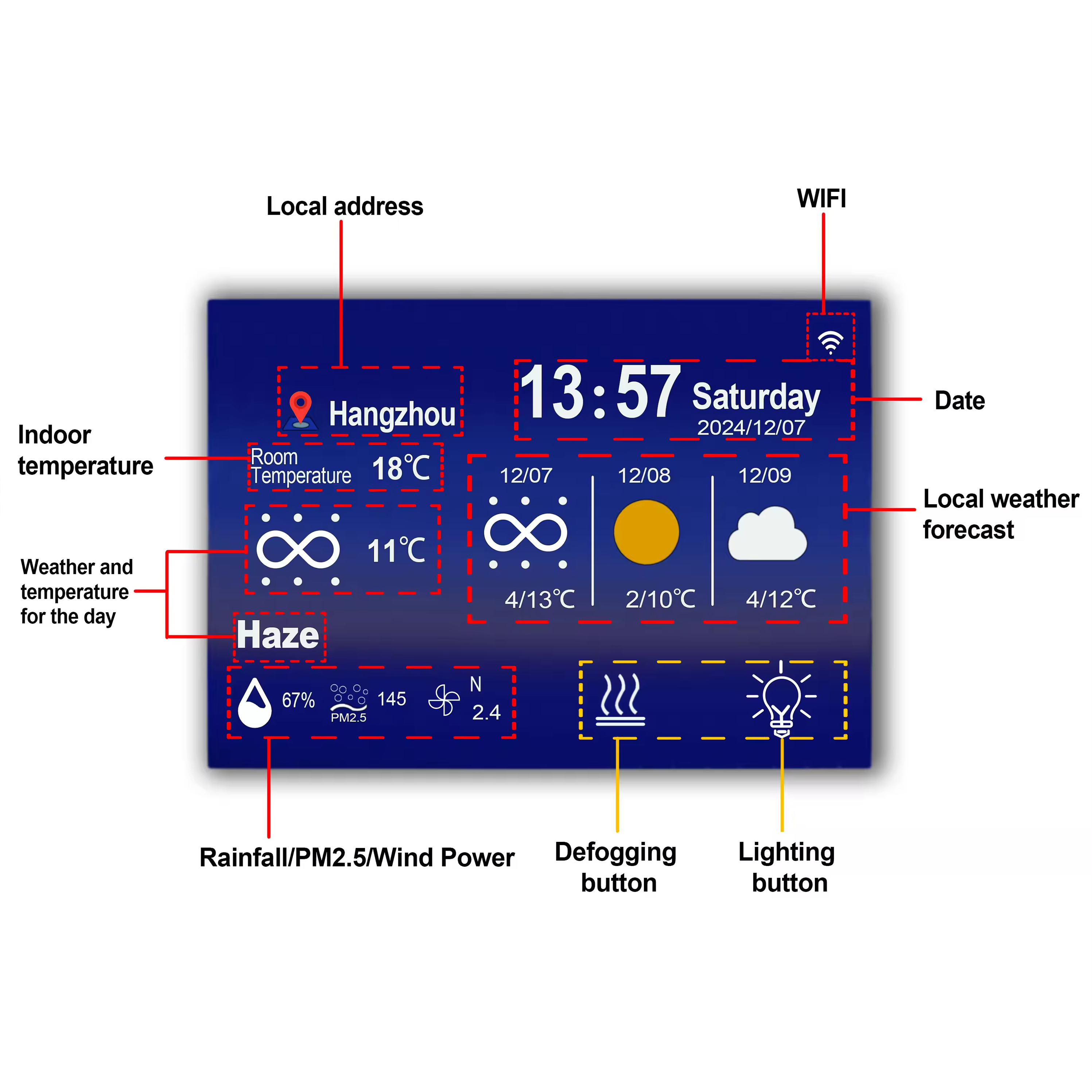 mirror Touch Sensor Switch With Led Adapter