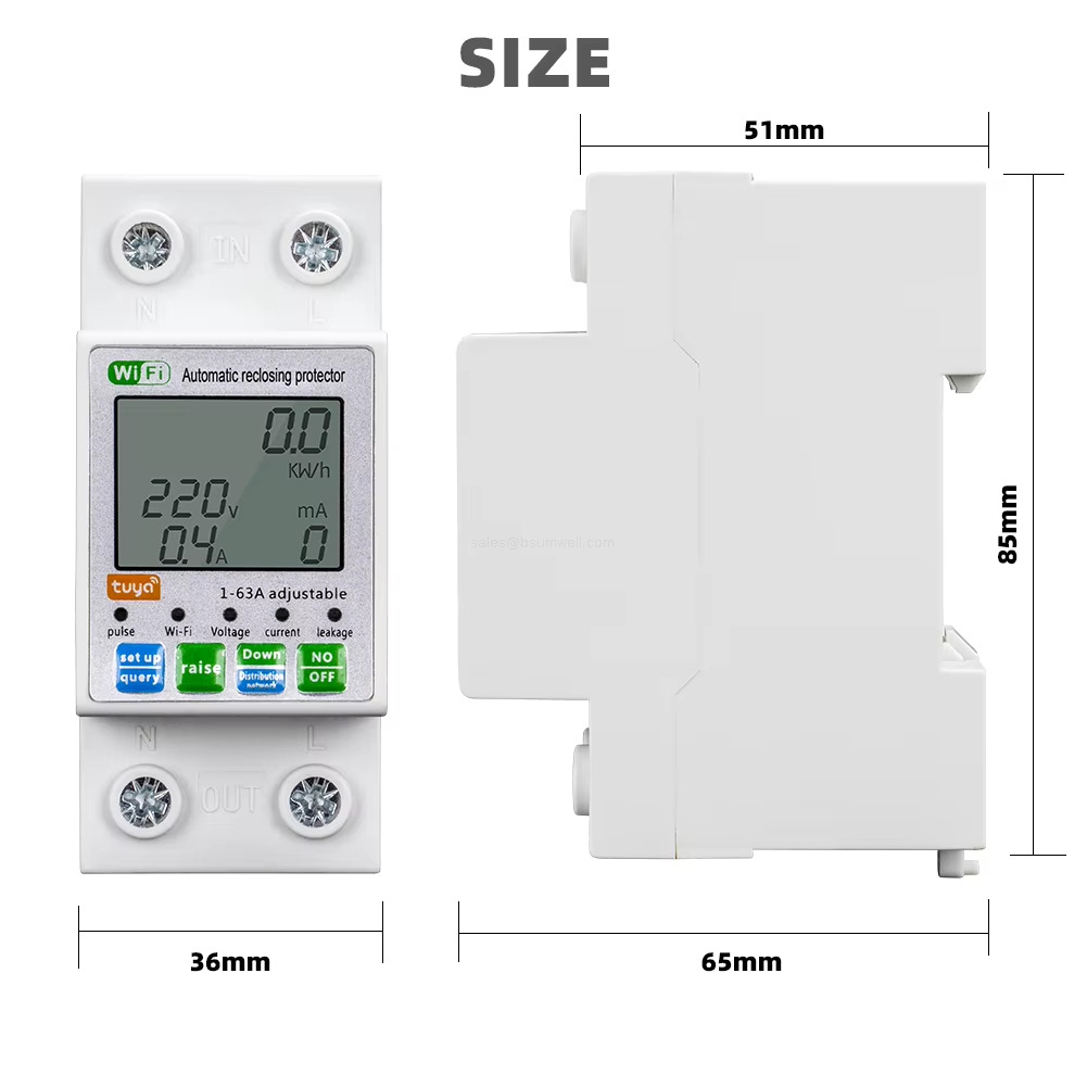  63a Tuya Single Phase Wifi Smart Energy Meter Kwh Metering 