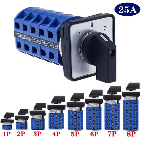 Multi Pole 25A 690V Silver Contact Rotary Cam Switch Universal 3 Position Electrical Selector Box