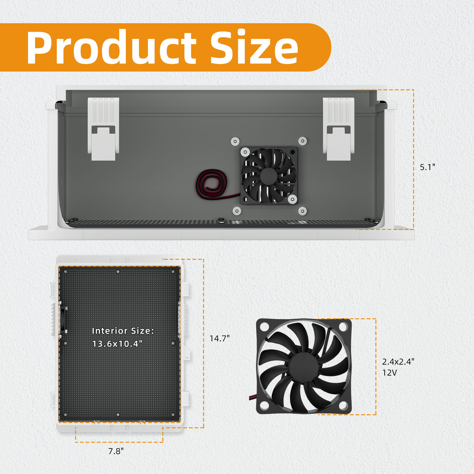Outdoor Enclosure 16x11x6 Waterproof Junction Box Vented WiFi Project Case with 12V Cooling Fan