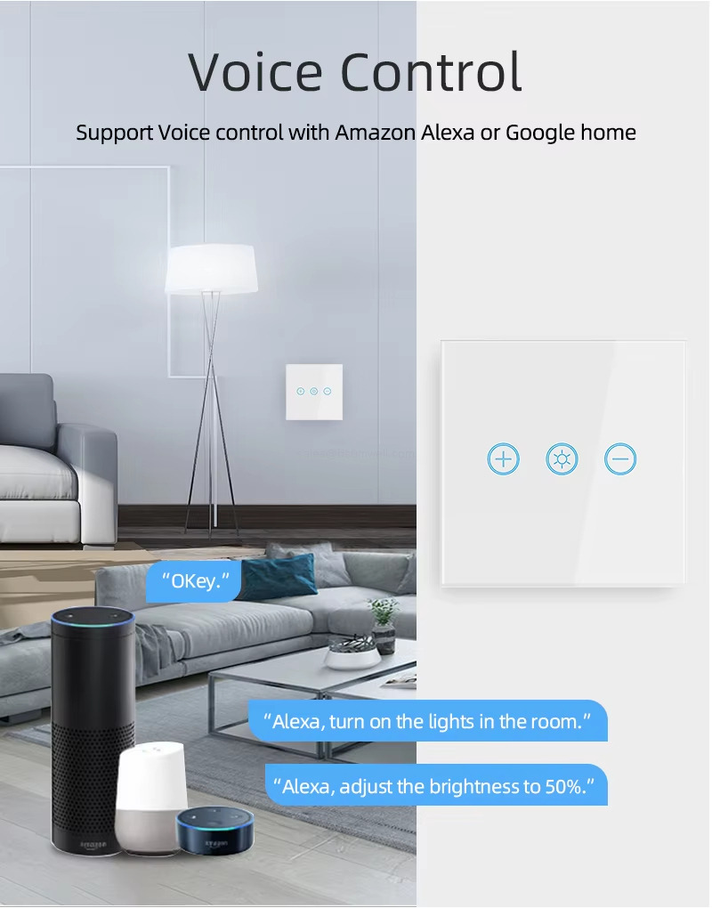Voice Control Support Voice control with Amazon Alexa or Google home