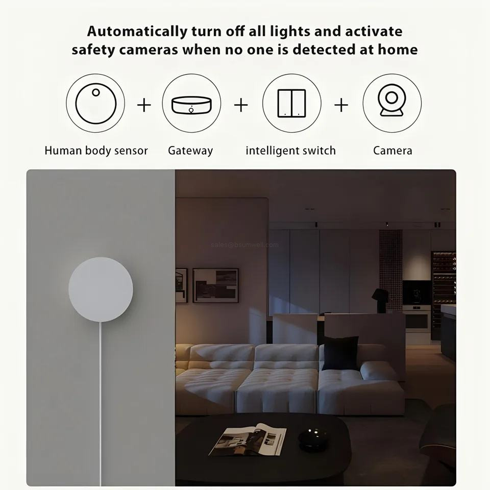 5.8GHz Millimeter Wave Radar Human Presence Sensor with OLED Screen Side Mounted Indoor Occupancy Safety Monitor