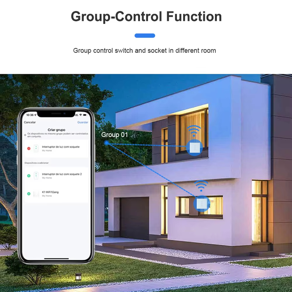 Group-Control Function Group control switch and socket in different room