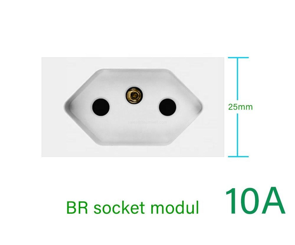 Brazil Standard Wall Socket DIY Custom Combination Modular Electrical Outlet 10A 20A Power Supply Crystal Glass Panel with USB Charging Port Type C RJ45 Network Cable Module and Light Switch
