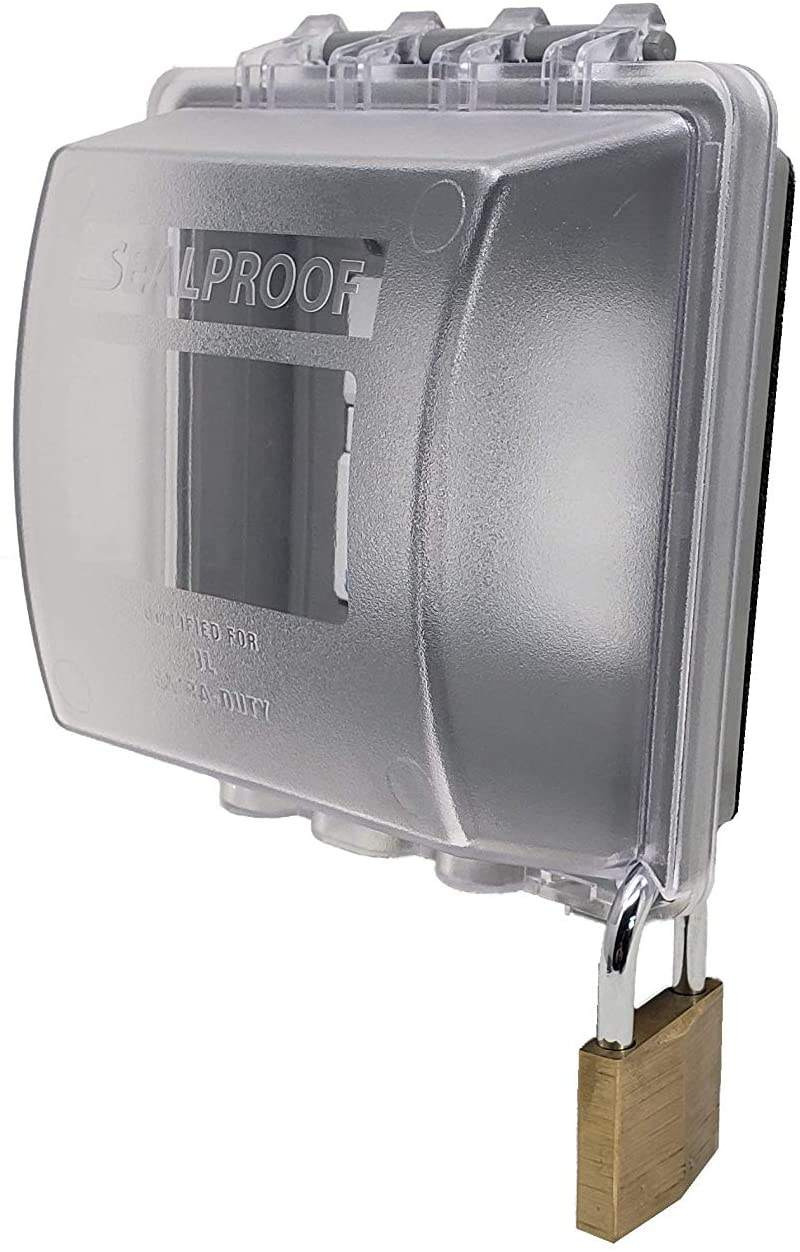 2 Gang Weatherproof In Use Outlet Cover Two Gang Outdoor Receptacle Protector Extra Duty Compliant 45 in 1 Multi Configuration Lockable Plug Shield Box
