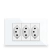 Brazilian Standard Wall Power Socket 20A Electrical Outlet with Dual USB Charger Ports Tempered Glass Panel Modular Design for Home Office
