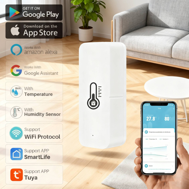 CE ROHS Smart Temp Humidity Monitor