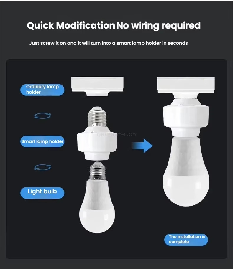 Quick Modification No wiring required Just screw it on and it will turn into a smart lamp holder in seconds