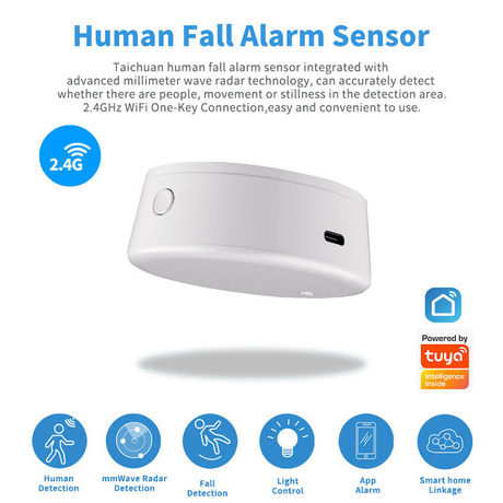 Tuya WiFi Elderly Static Human Motion and Fall Detection Sensor Wireless Emergency Care Alarm System