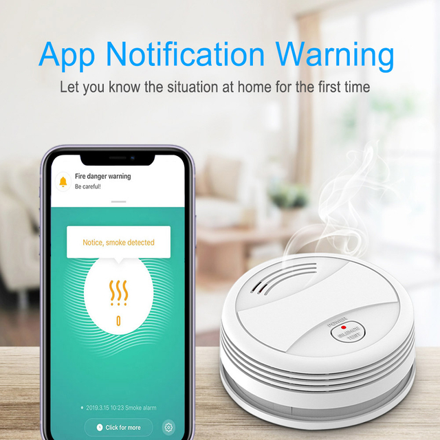 Home Security Alarm Tuya Smart Wifi Smoke Detector Sensor 80DB Alarm Fire Smoke Detector Fire Protection WIFI Smoke Sensor