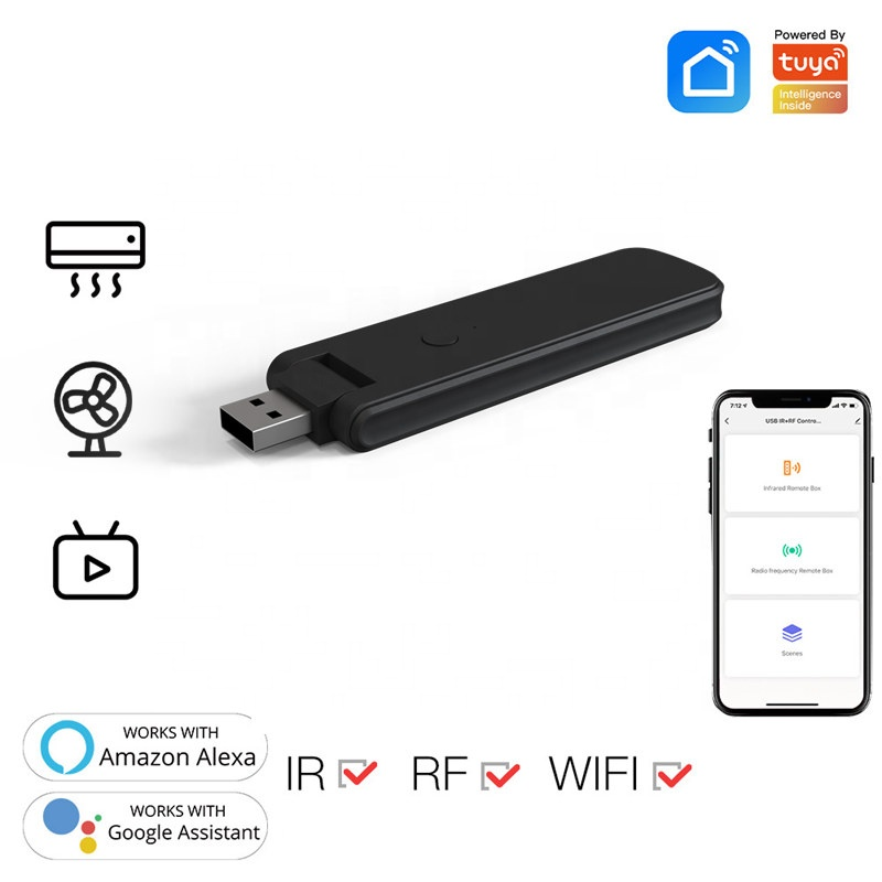 Tuya WiFi USB RF Universal Remote Control RF+IR Infrared RF TV Air Conditioners Remote Control with Google Home
