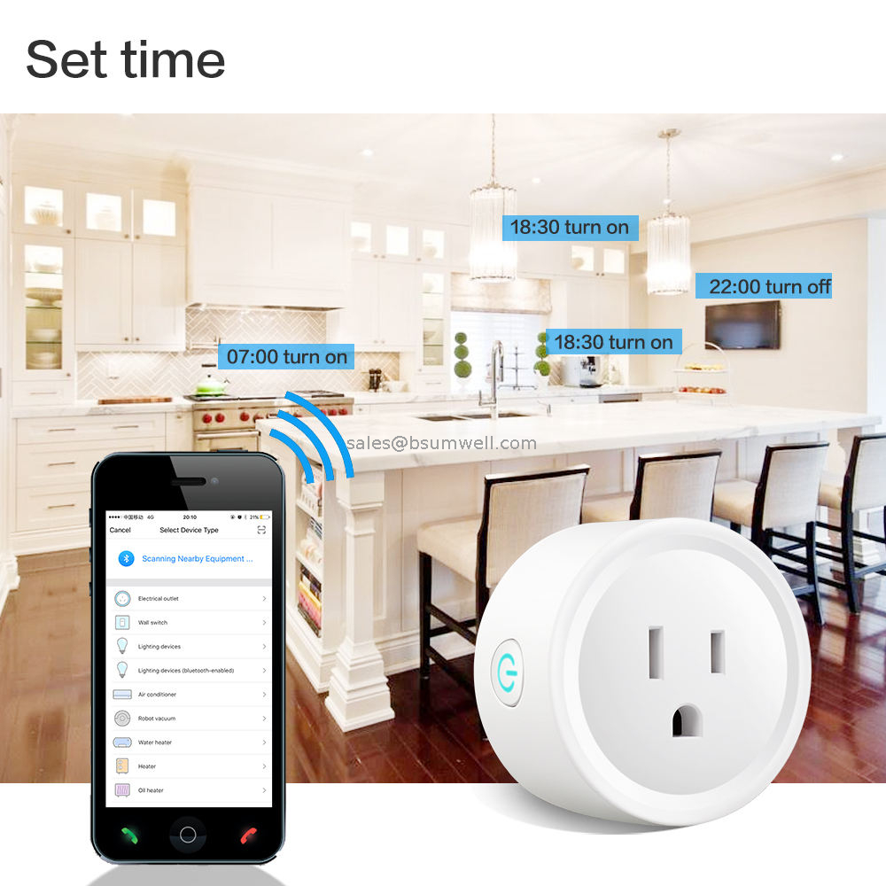 Tuya 16A 220V Wireless Smart Power Plug Energy Monitor Alexa Voice Control US Mini WiFi Smart Plug Socket