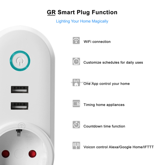 2usb WiFi Smart Plug Wireless Voice Control Tuya Plug EU US AU Ch India Japan Italy Brazil UK Smart Plug Socket WiFi No Reviews Yet