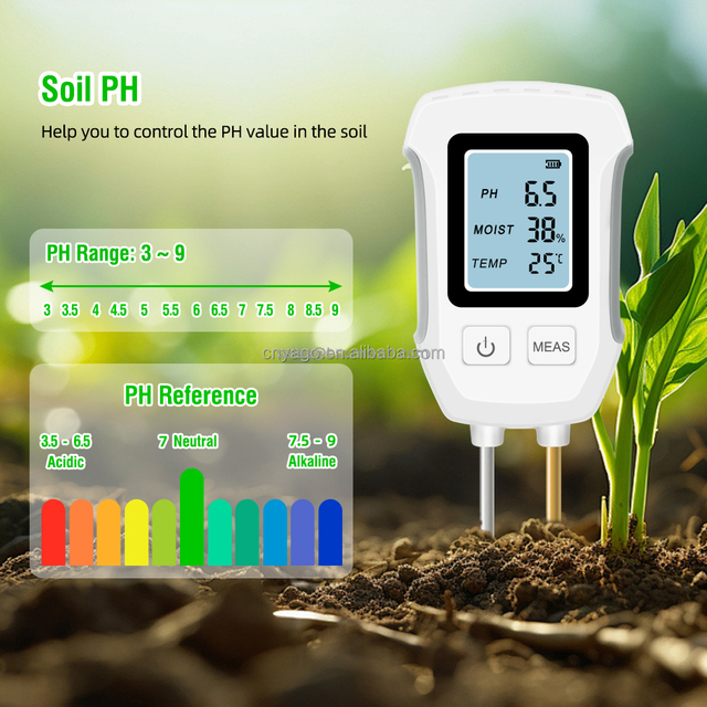 LCD Display Backlight 3 in 1 Garden Flowers Sensor Plants Acidity Humidity Detector PH Meter Soil Moisture Tester