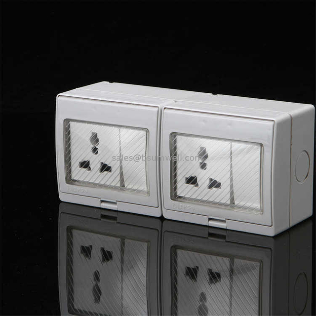 Ip55 Outdoor Goog Price Factory 2 Gang Switch 2 Gang Socket Double Sockets Switch electric Accessories Switch Socket