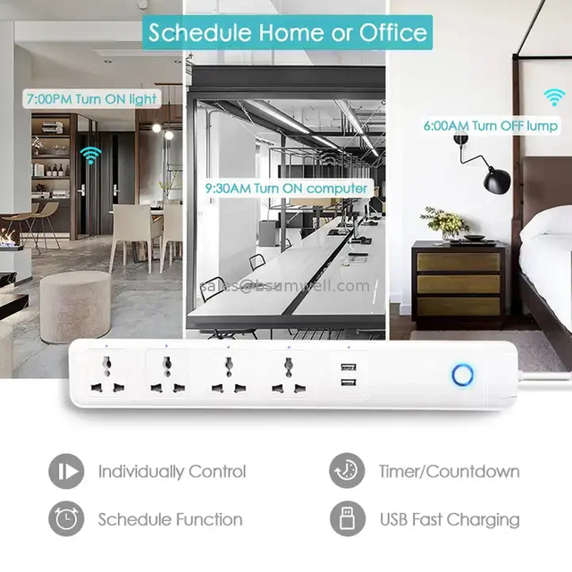 Desktop Power Strip US Mountable Extension Electrical Smart USB Ports Table Outlet Socket 2 Outlets US Plug Supply with Usb