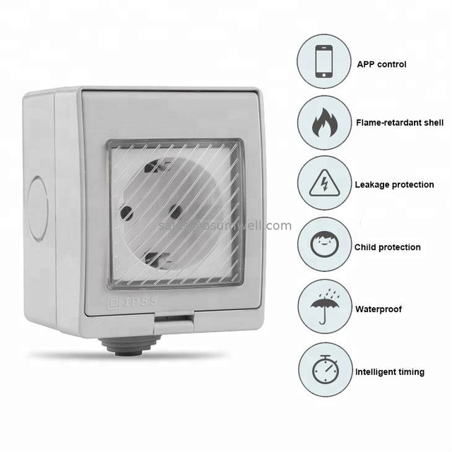 Wireless Tuya APP Voice Remote Control Work EU Waterproof Outdoor Wifi Zigbee Socket Housing Socket