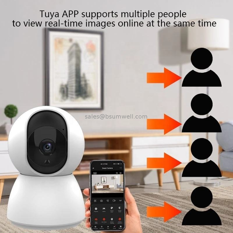 New Design Camera Wifi Mobile Phone Remote Indoor PTZ IP Camera Work with Tuya Or Smart Life APP