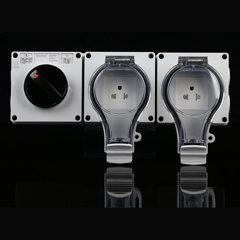 IP66 switch and 2-gang socket set
