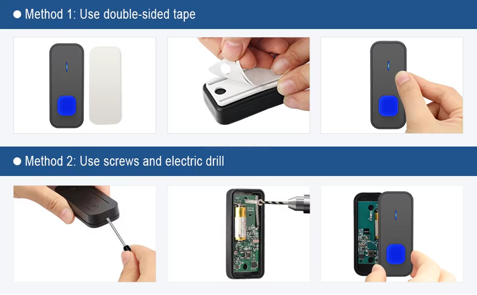 Method 1: Use double-sided tape Method 2:Use screws and electric drill
