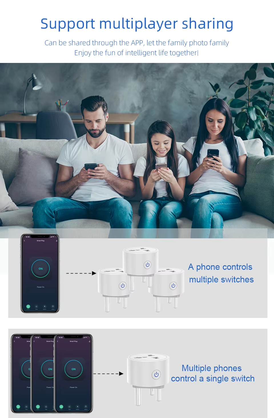 Support multiplayer sharing Can be shared through the APP, let the family photo family Enjoy the fun of intelligent life together!