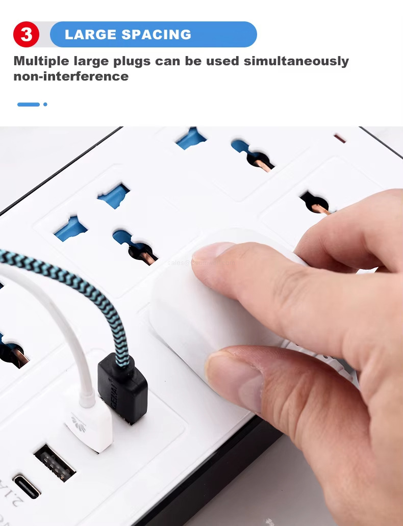 LARGE SPACING Multiple large plugs can be used simultaneouslynon-interference