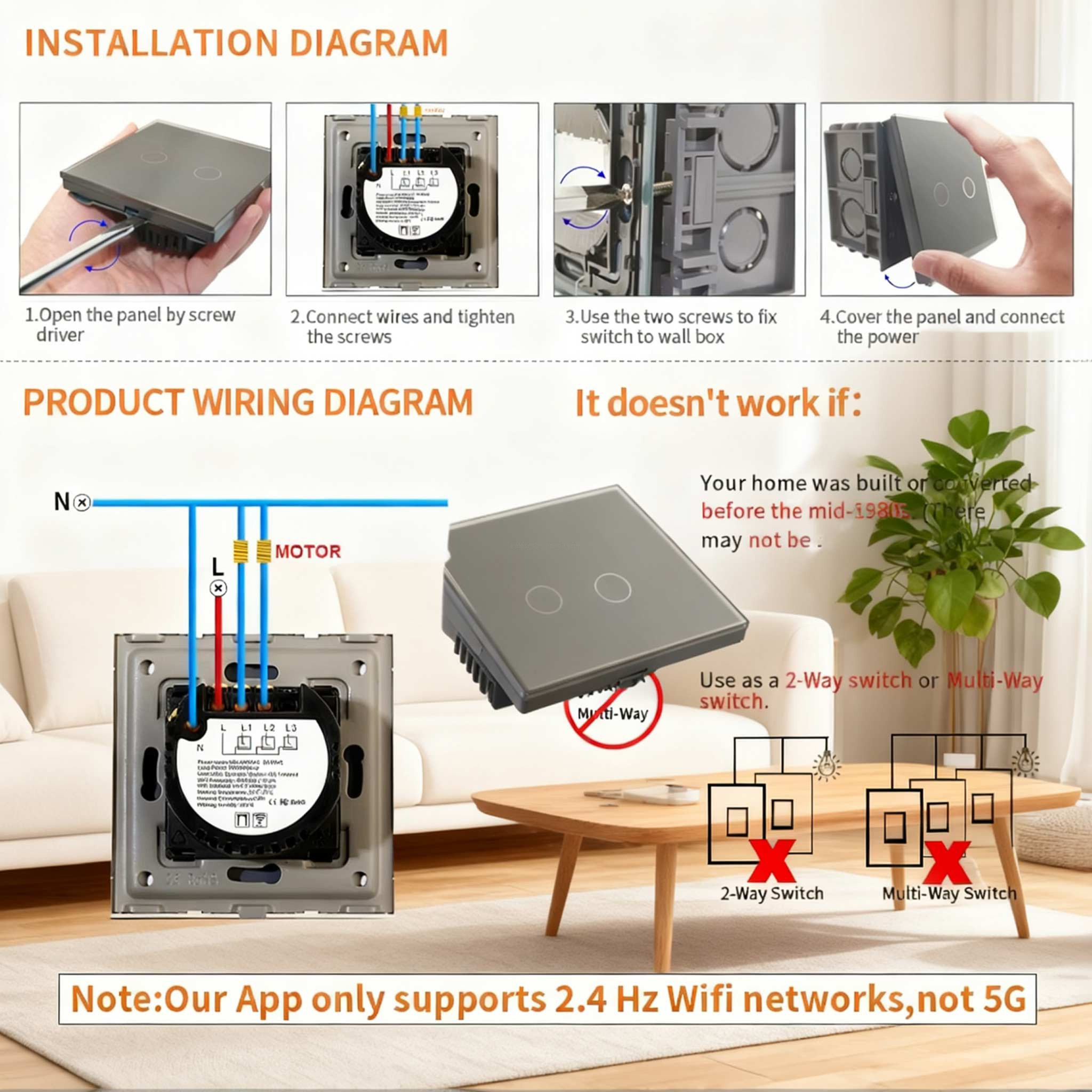 100K Lifespan Smart Dimming Switch