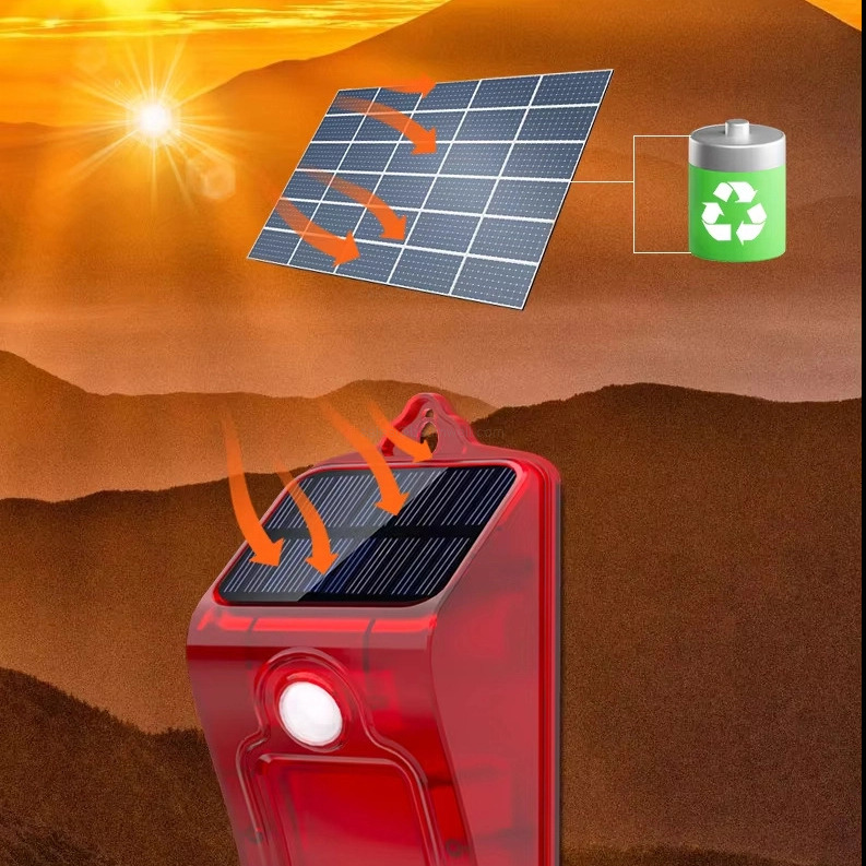 100DB Wireless Siren Outdoor Solar Powered PIR Motion Sensor Light Alarm for Home Farm Villa Yard