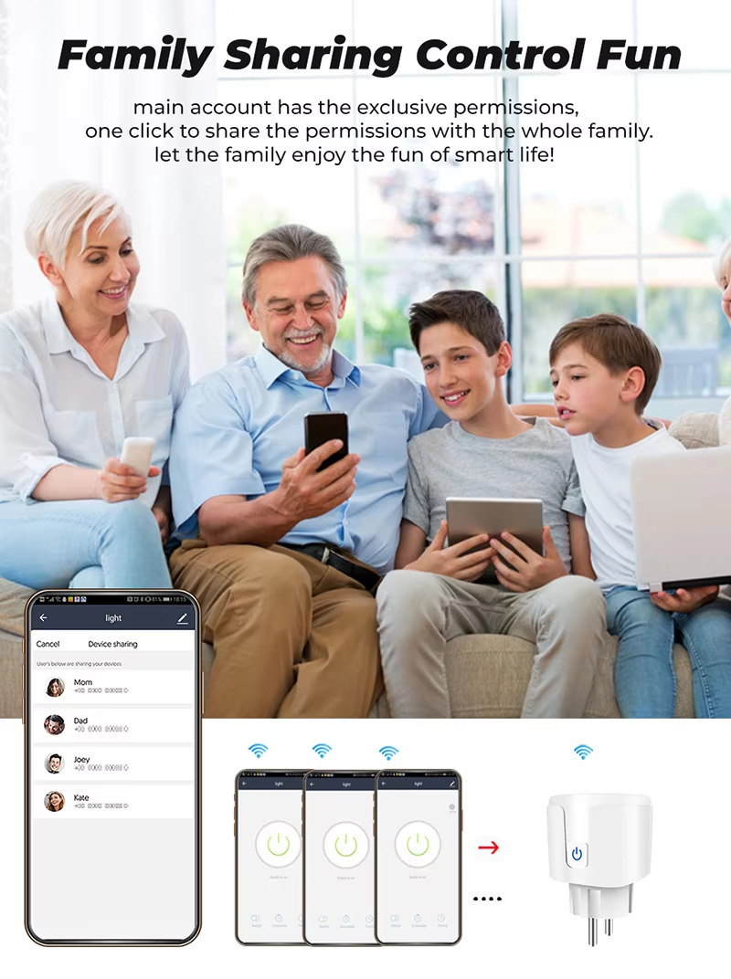 Family Sharing control Fun: main account has the exclusive permissions, one click to share the permissions with the whole family. let the family enjoy the fun of smart life!