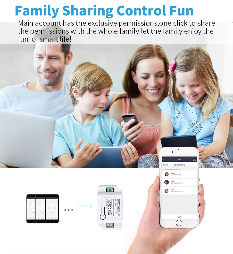 Family Sharing control Fun Main account has the exclusive permissions, one click to sharethe permissions with the whole family. Let the family enjoy thefun of smart life!