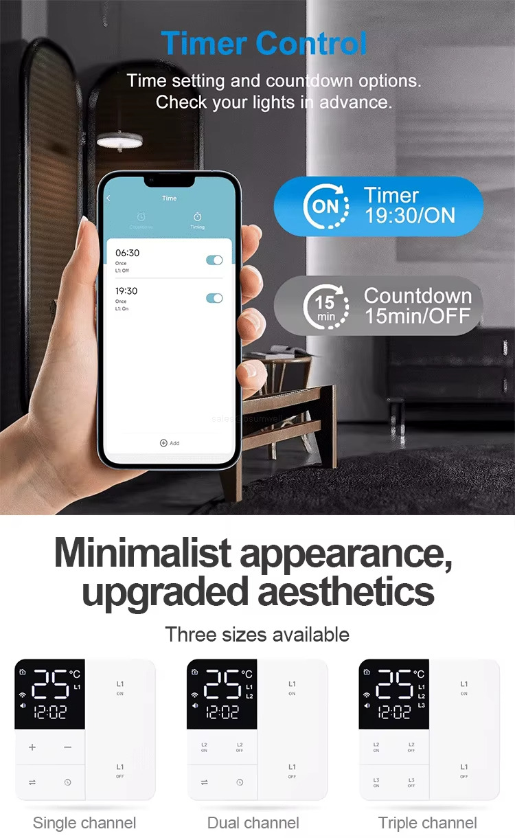 Timer Control Time setting and countdown optionsCheck your lights in advance.