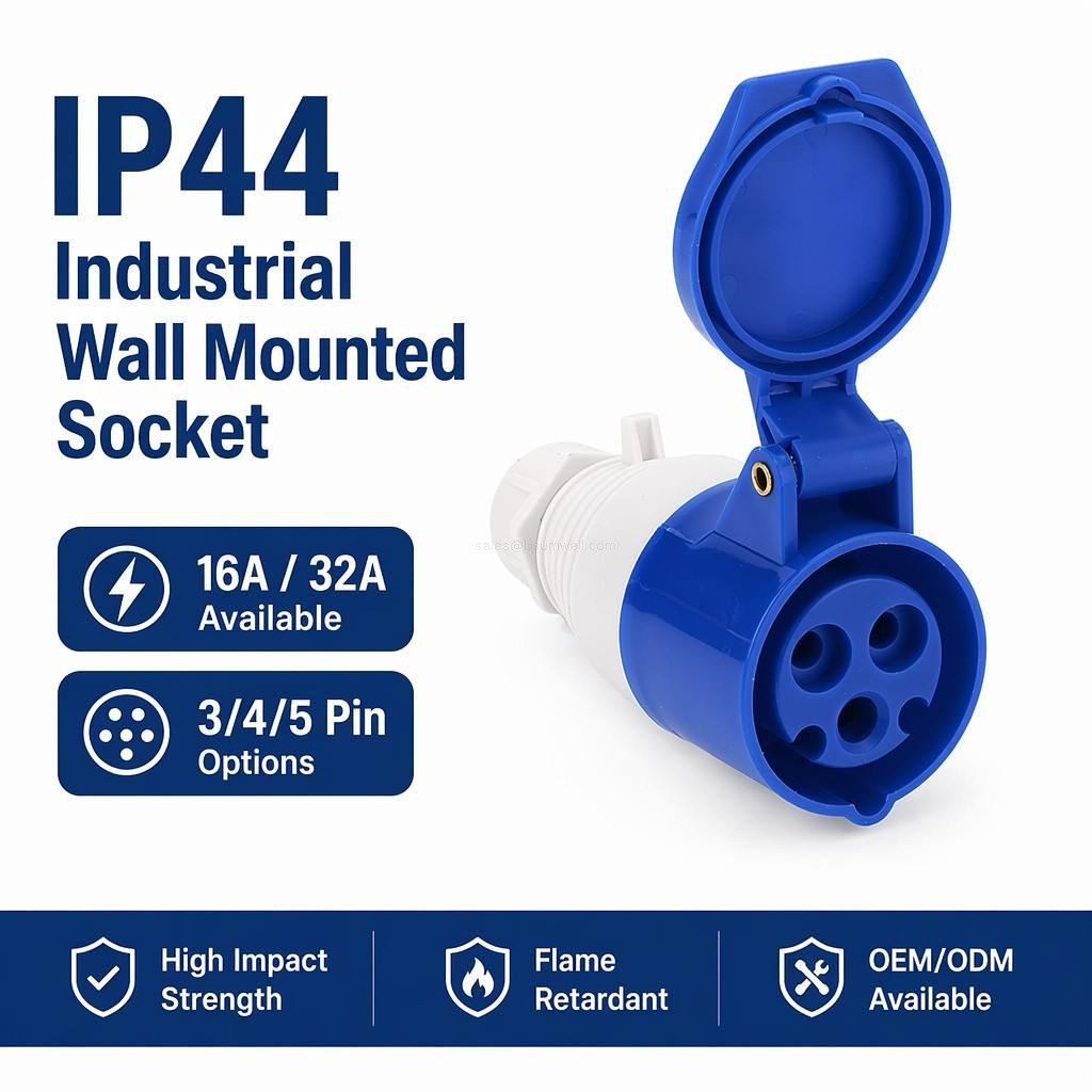 230V 400V surface mount electrical receptacle