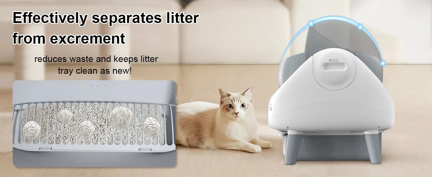 Effectively separates litterfrom excrement: reduces waste and keeps litter tray clean as new!