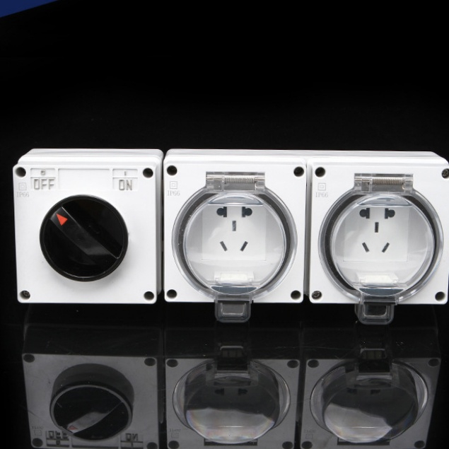 IP66 Rated 1Gang Switch and 2Gang 5-Pin Waterproof Socket