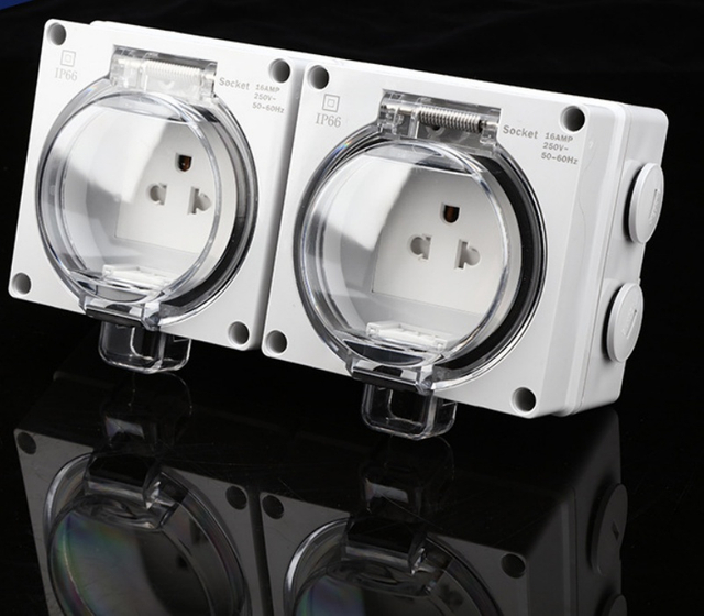waterproof double gang socket