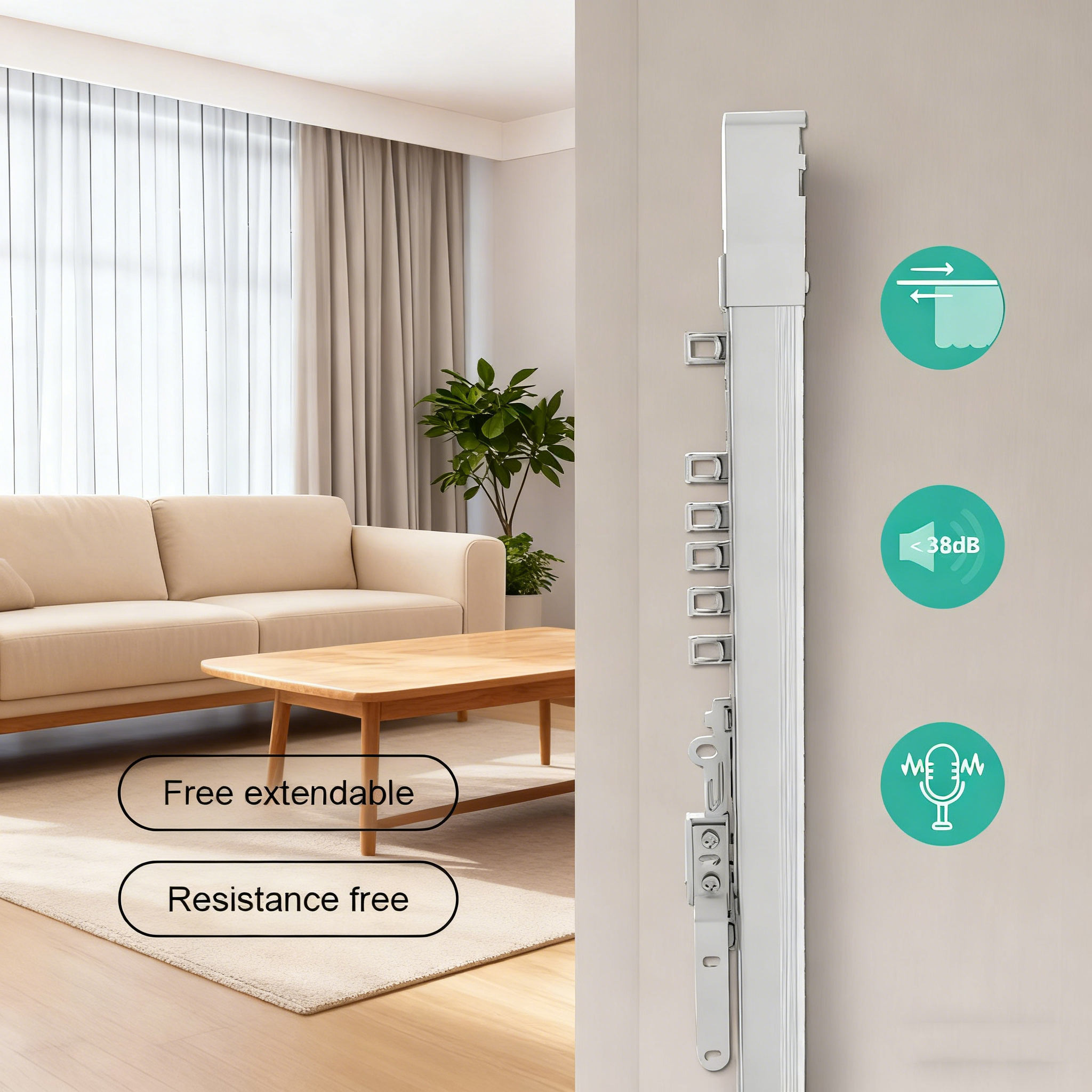 Tuya Compatible Motorized Curtain Track with Alexa