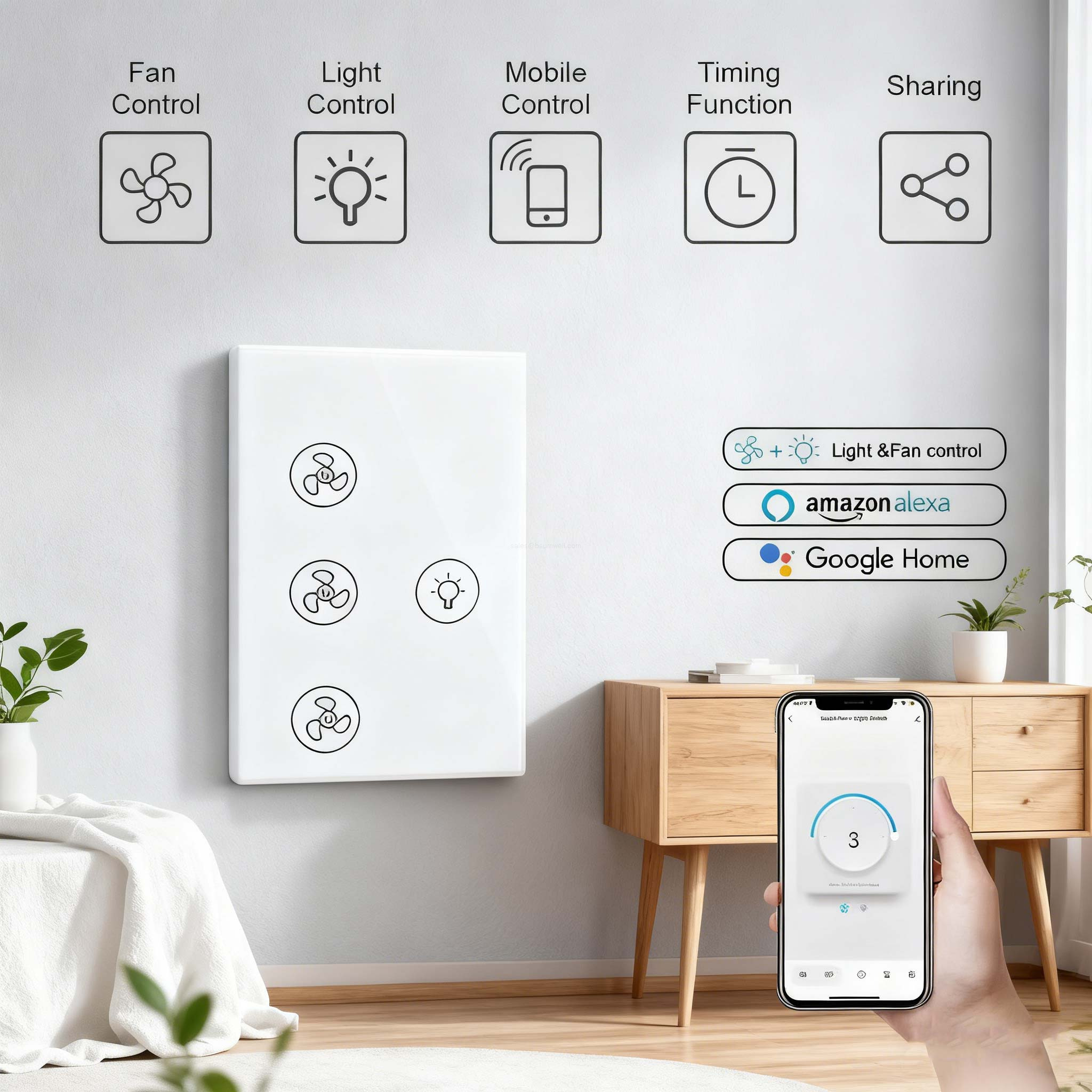 touch Panel voice control light switch (Alexa/Google)