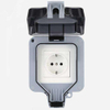 Double Socket Outdoor EU Standard IP66 Weatherproof Wall Power Outlet German Schuko Type Electrical Receptacle Box with Lockable Cover for Exterior Garden