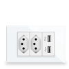Brazilian Standard Wall Power Socket 20A Electrical Outlet with Dual USB Charger Ports Tempered Glass Panel Modular Design for Home Office
