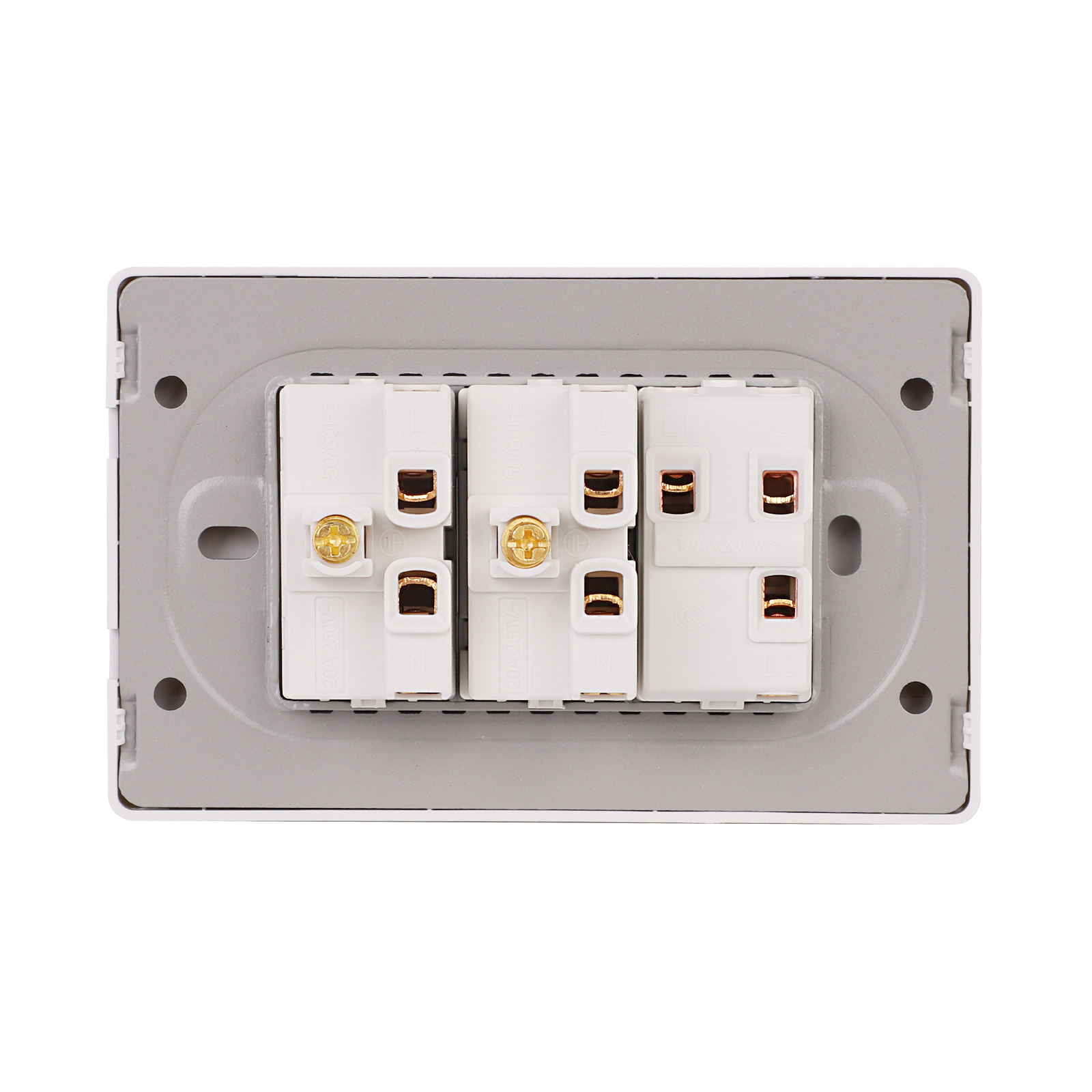 Brazil Standard Light Switch and Socket Combo Dual 20A Electrical Outlet with Integrated Wall Switch Panel for Horizontal and Vertical Installation